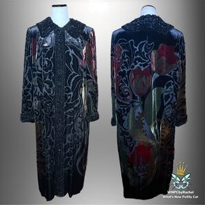 Anis A. 1920s Style Burnout Velvet Duster, S/M (Can Fit up to a Large)